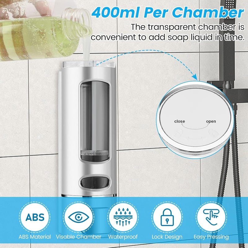 Kytree Foam Hand Liquid Soap Dispenser, 400ml Bathroom Shower Dispenser Gel Container Shower Pump Dispenser and Organizer for Bathroom Kitchen Hotel, Refillable Liquid Lotion Soap Dispenser Wall Mounted - Image 5